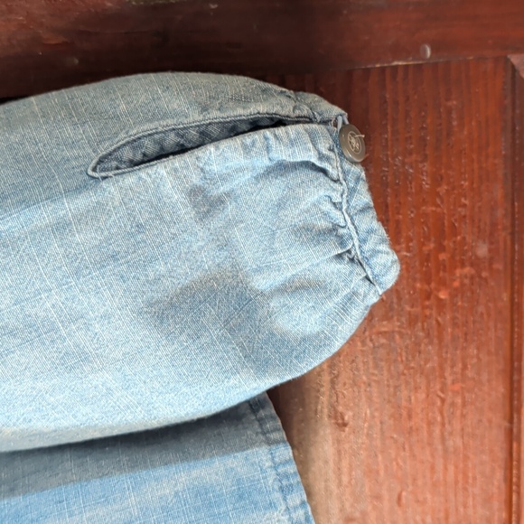 J Crew Chambray Cottagecore Square Neck Ruffle Long Sleeve Top M - Picture 5 of 7